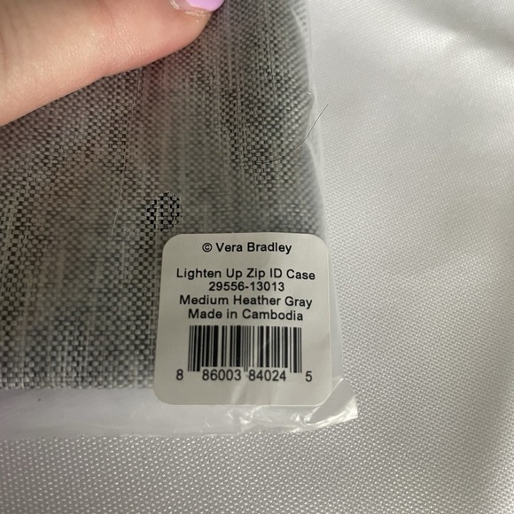 Vera Bradley Card Case Keychain Lighten Up Zip ID Case Medium Heather Gray - Picture 9 of 9